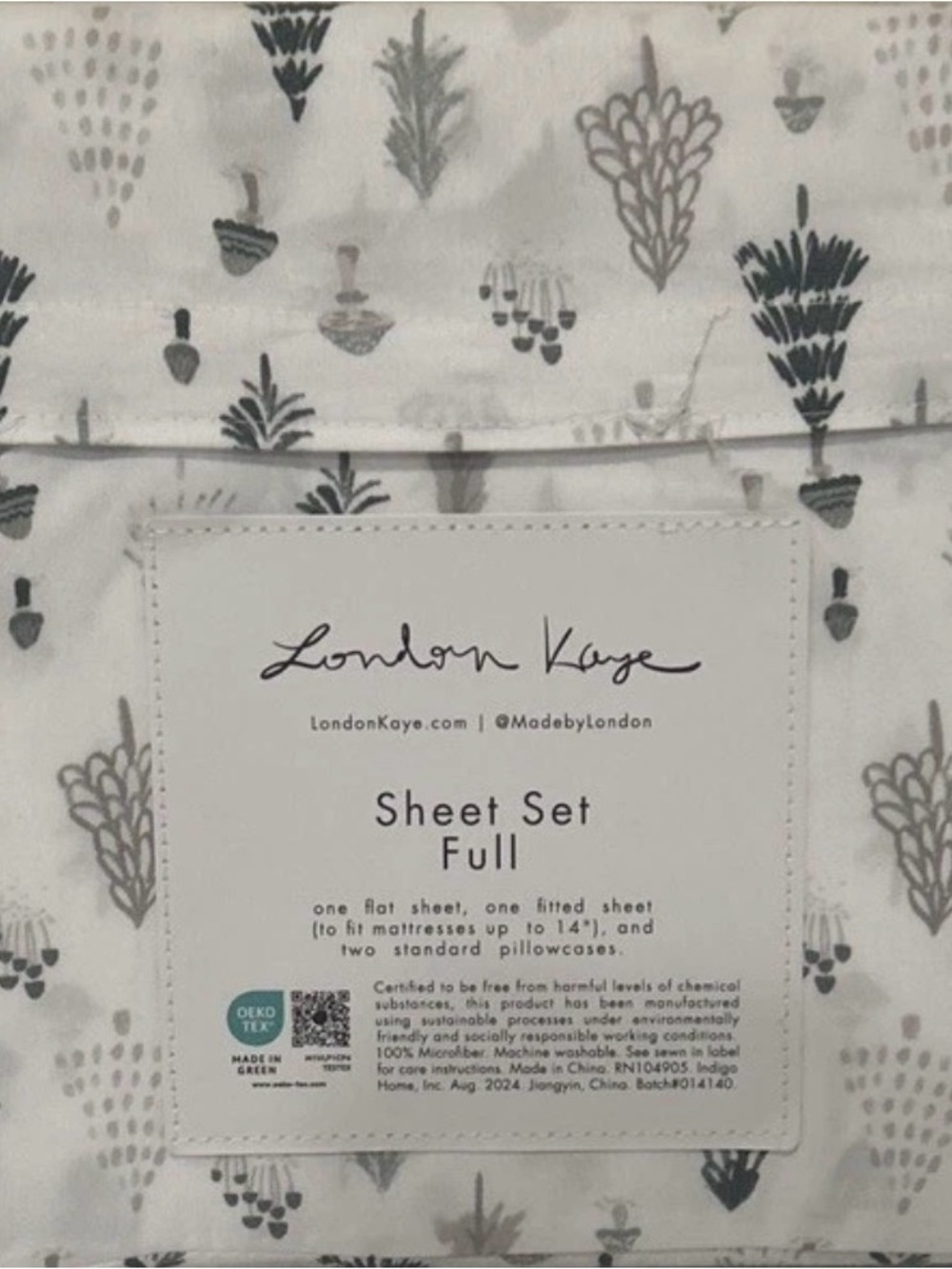 London Kaye FULL Sheet Set 4pc Christmas Trees & Mushrooms Microfiber